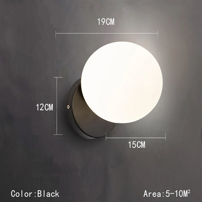 Lámpara de pared con bola de cristal LED negra y dorada, luz tapizada para sala de estar, dormitorio, mesita de noche, pasillo y escalera, 110 V/220 V