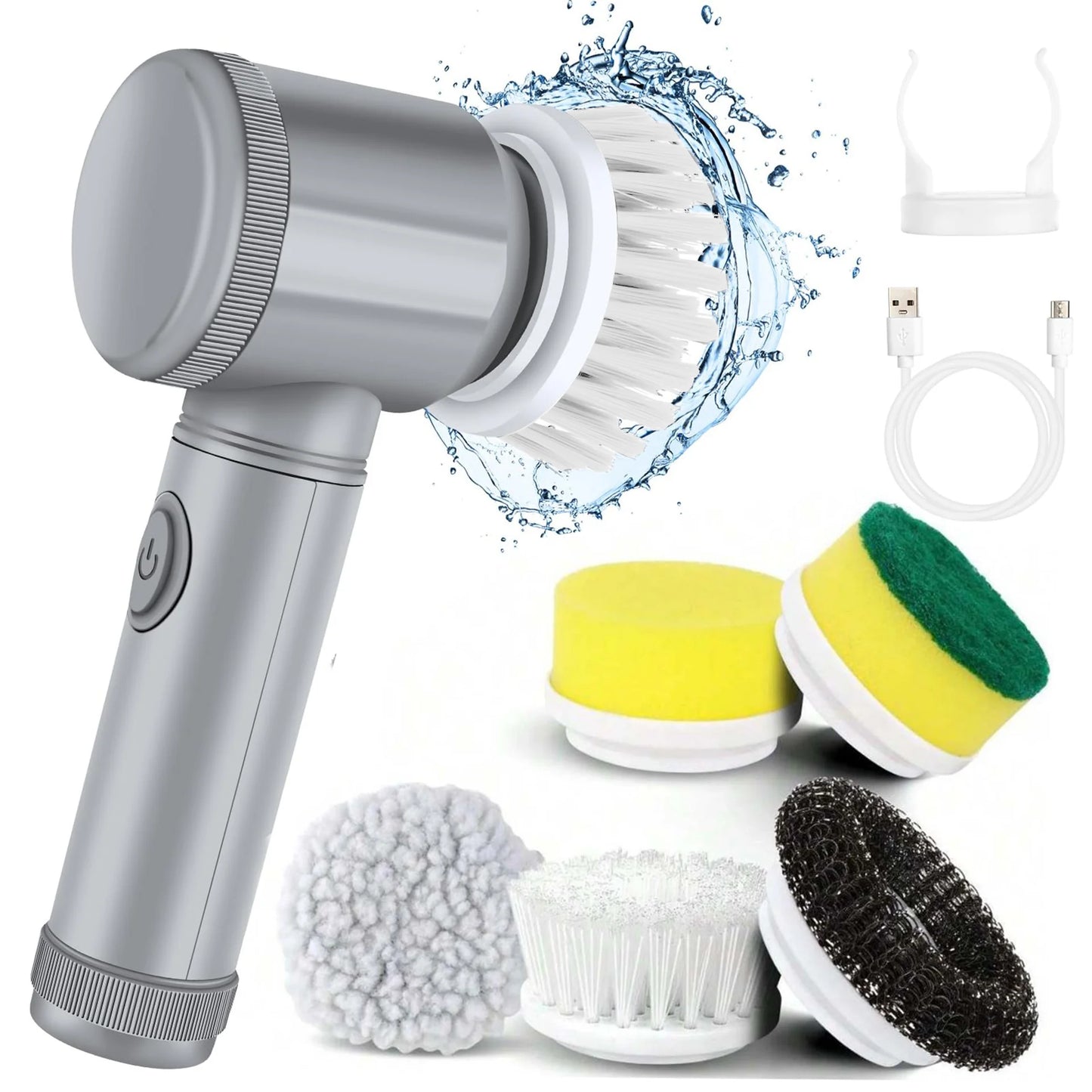 Electric Power Scrubber – 5 Replaceable Heads for Bathroom Cleaning