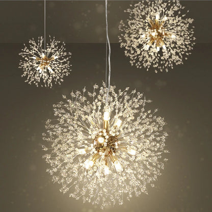 Modern Sky Star Crystal Pendant, LED Dandelion Chandelier, Art Lighting for Living Room and Restaurant