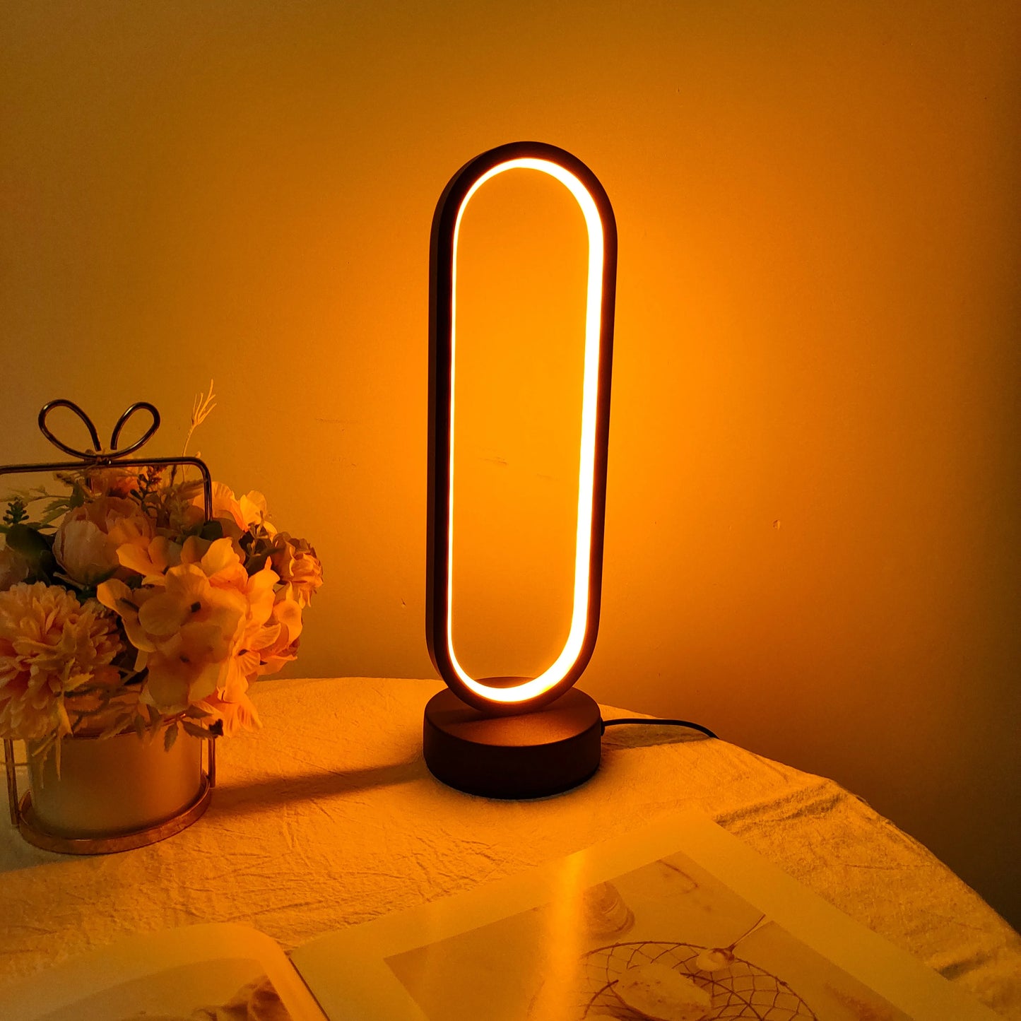 Ring-Shaped LED Night Light, Adjustable Brightness for Bedroom and Living Room, 3-Color Bedside Lamp