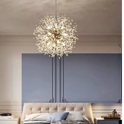 Modern Sky Star Crystal Pendant, LED Dandelion Chandelier, Art Lighting for Living Room and Restaurant